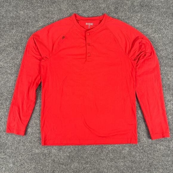 Rhone Henley Shirt Men's Medium Long Sleeve Red - Picture 1 of 8